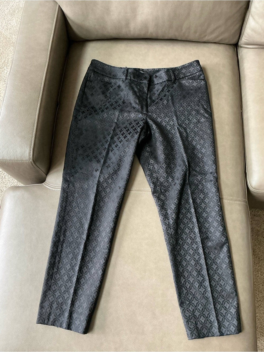 White House Black Market Black Jacquard Dress Pants